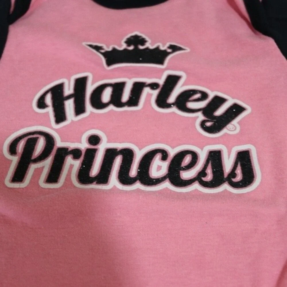 Harley Davidson Baby Girl Body Suits Lot of 3 Tattoo Arm Pink I Love Harley 3-6